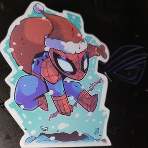 3/$15 Spiderman Santa Holographic Holiday Lenticular Decal, Waterproof Sticker